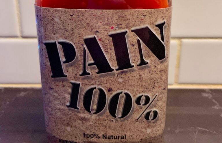 Pain 100% Hot Sauce label