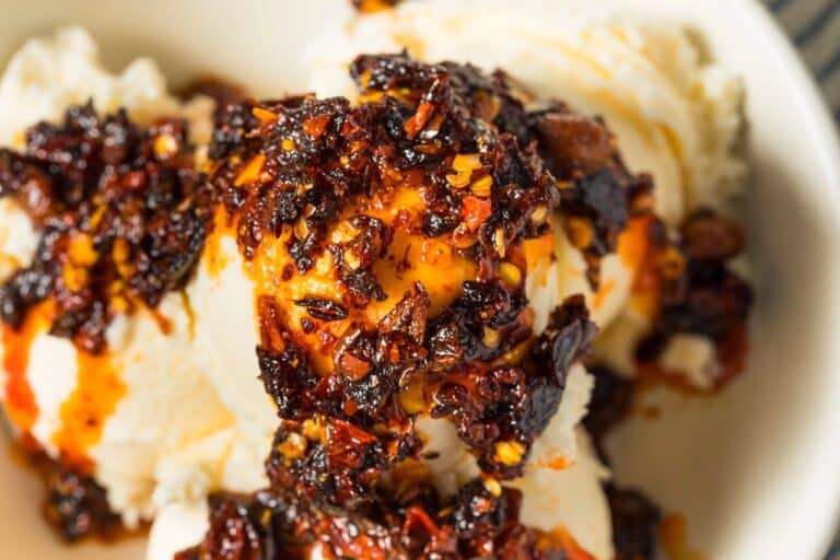Chili Crisp on Vanilla Ice Cream